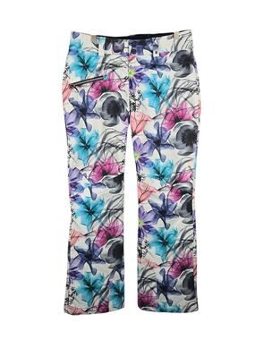 Obermeyer Malta Insulated Ski Pants Floral Print White Size 8